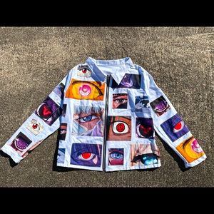 “Anime eye” zip up jacket (white)